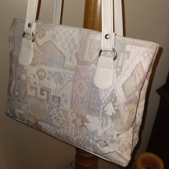 Elegant bag, Combination of fabric and leather - Picture 1 of 7
